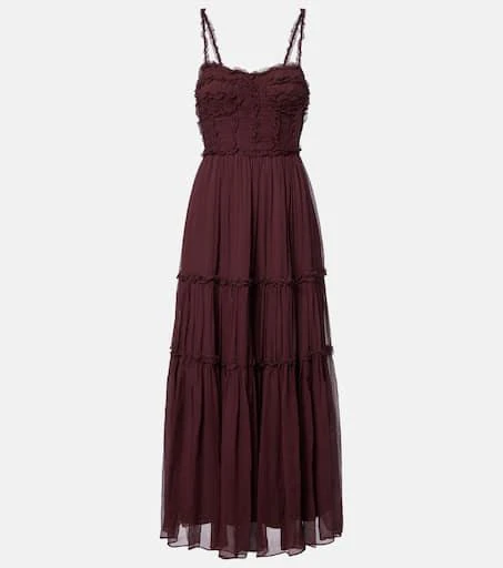 商品Ulla Johnson|Talitha ruffled silk chiffon midi dress,价格¥16501,第1张图片