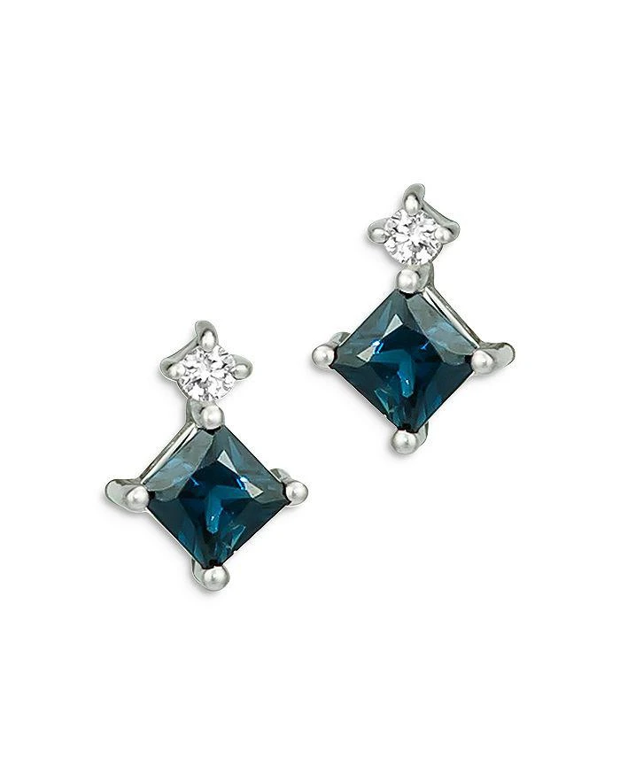商品Bloomingdale's|Princess Cut Sapphire & Diamond Stud Earrings in 14K White Gold - Exclusive,价格¥4541,第1张图片