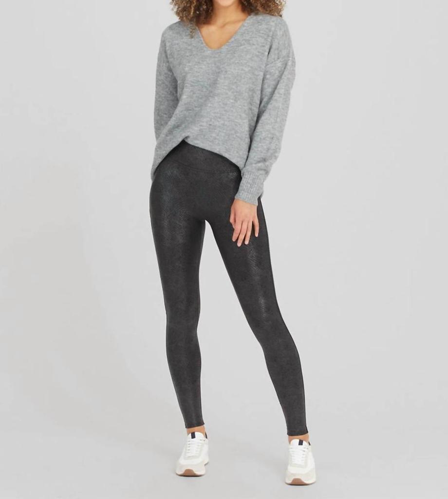 商品SPANX|Faux Leather Leggings in Foil Snake Print,价格¥546,第1张图片详细描述