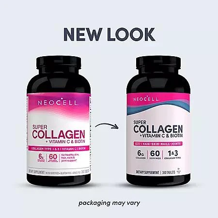 商品NeoCell|NeoCell Super Collagen + Vitamin C & Biotin Tablets 360 ct.,价格¥118,第2张图片详细描述