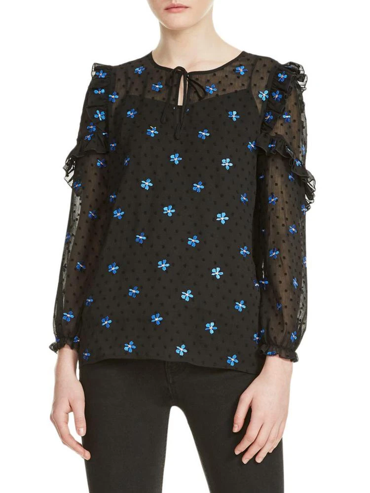 商品Maje|Labora Sheer Embroidery Blouse,价格¥1967,第1张图片