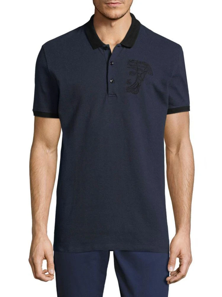 商品Versace|Embroidered Cotton Polo,价格¥787,第1张图片
