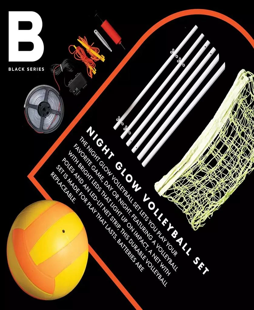 商品Black Series|Night Glow Volleyball Set, LED Light-Up Ball and Stand Up Net,价格¥479,第3张图片详细描述