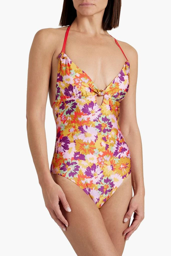 商品Zimmermann|Knotted floral-print halterneck swimsuit,价格¥748,第2张图片详细描述