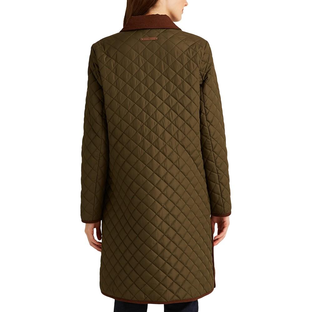 Women's Corduroy-Trim Quilted Coat商品第2张图片规格展示