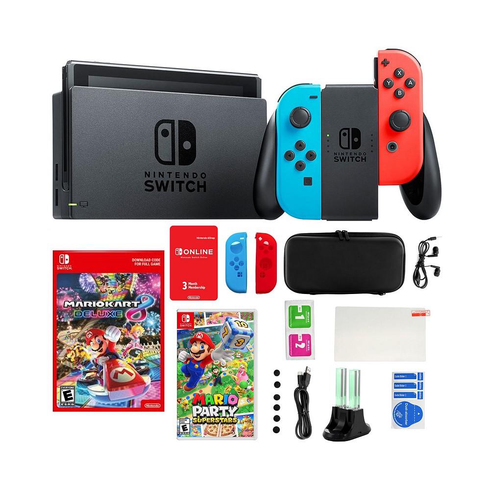 Switch Neon Mario Kart 8 Bundle with Mario Party Superstars & Accessories商品第1张图片规格展示