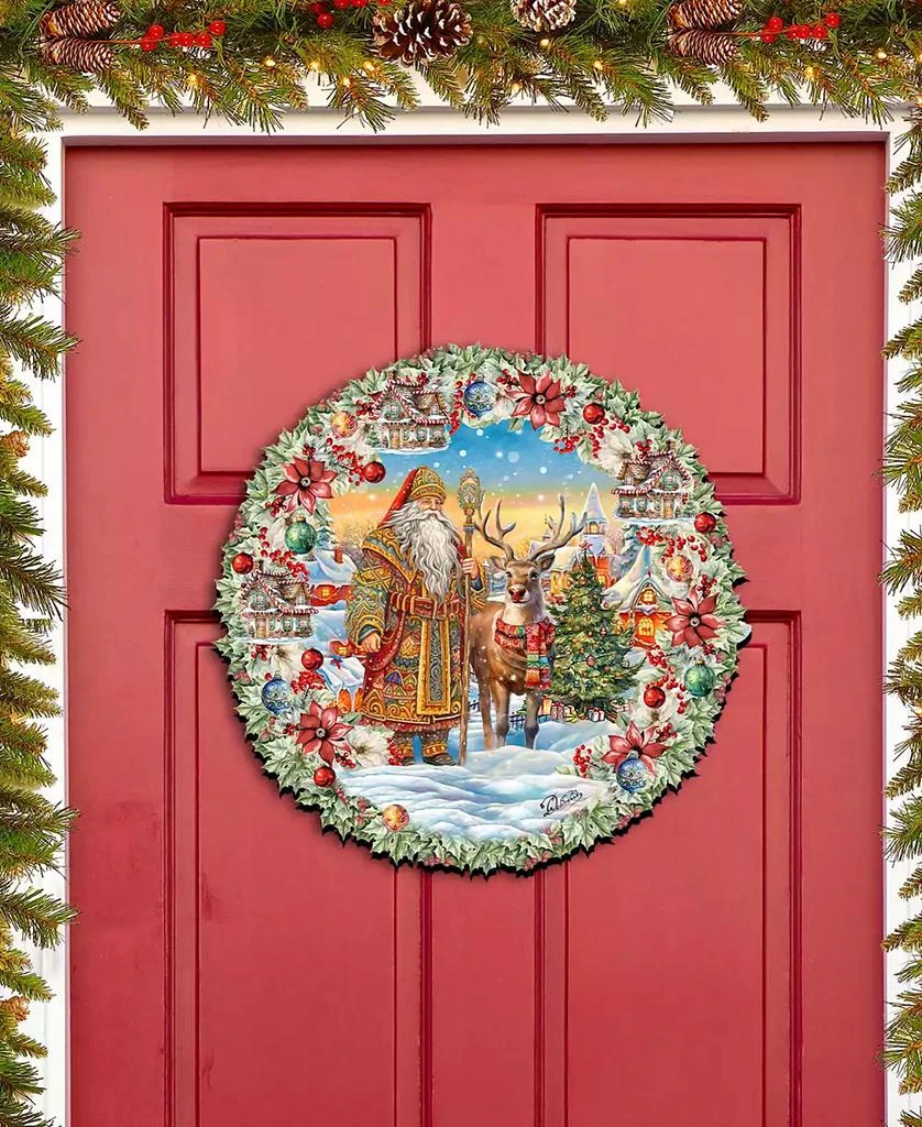 商品Designocracy|Santa's Magical Cottage Christmas Wooden Door Decor Wall Decor G. DeBrekht,价格¥1099,第2张图片详细描述