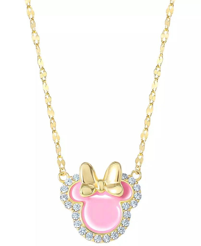 商品Disney|Cubic Zirconia & Pink Enamel Minnie Mouse 18" Pendant Necklace in 18k Gold-Plated Sterling Silver,价格¥281,第1张图片