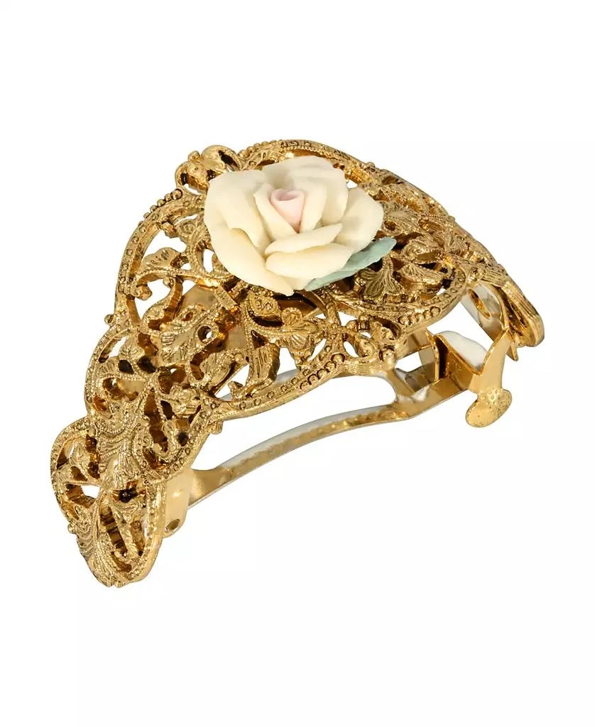 商品2028|Women's Gold-Tone Porcelain Rose Ponytail Holder,价格¥292,第1张图片