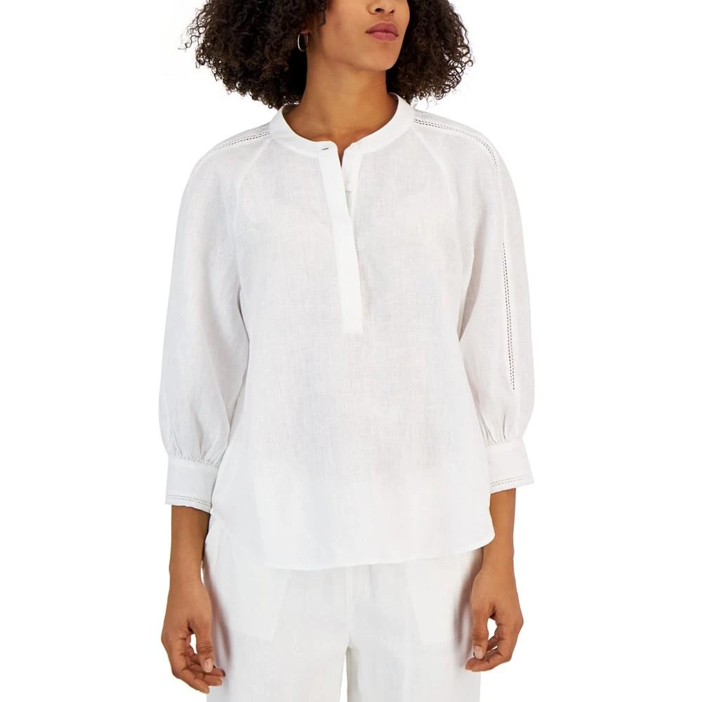 商品Charter Club|Women's Linen 3/4-Sleeve Top, Created for Macy's,价格¥151,第1张图片