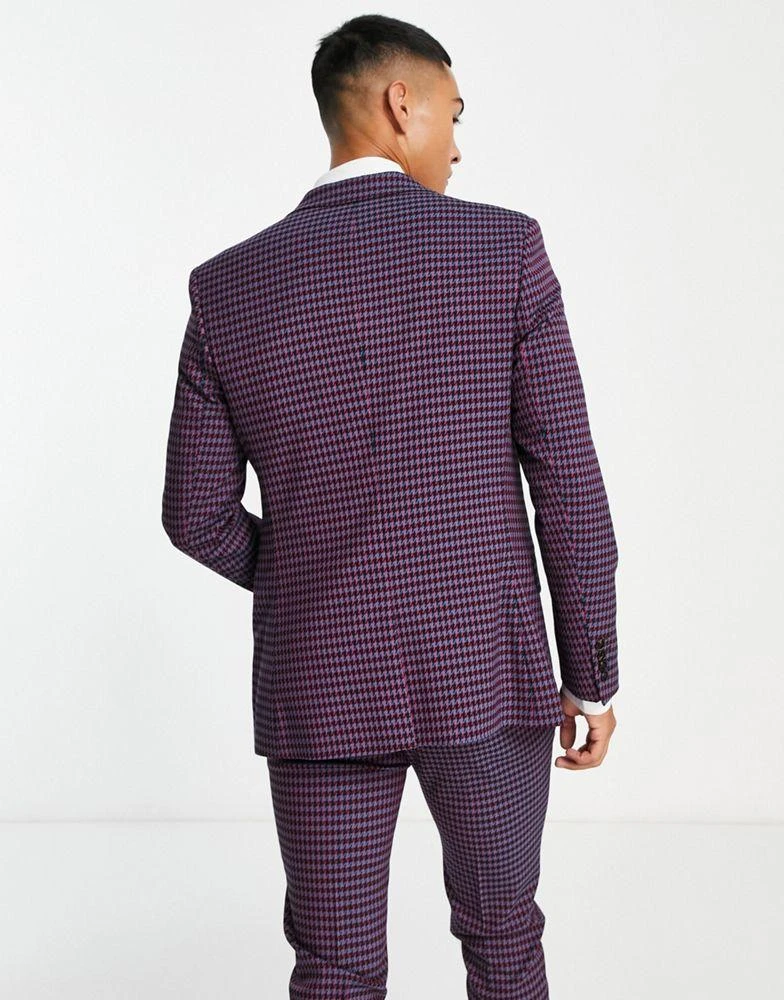 商品ASOS|ASOS DESIGN skinny suit jacket in purple houndstooth twill,价格¥808,第2张图片详细描述