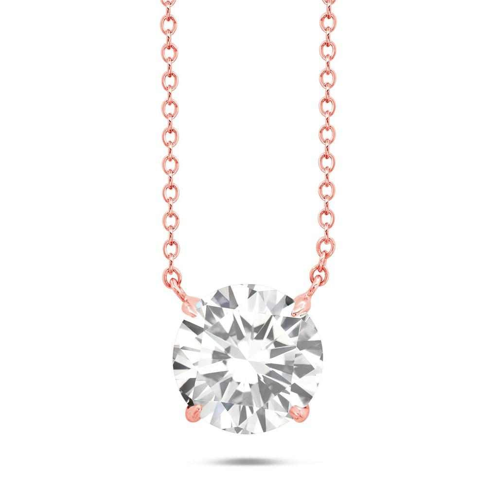 Sterling Silver and 14k Rose Gold Overlay Gemstone Round Solitaire Pendant Necklace on 18 Inch Adjustable Chain商品第3张图片规格展示