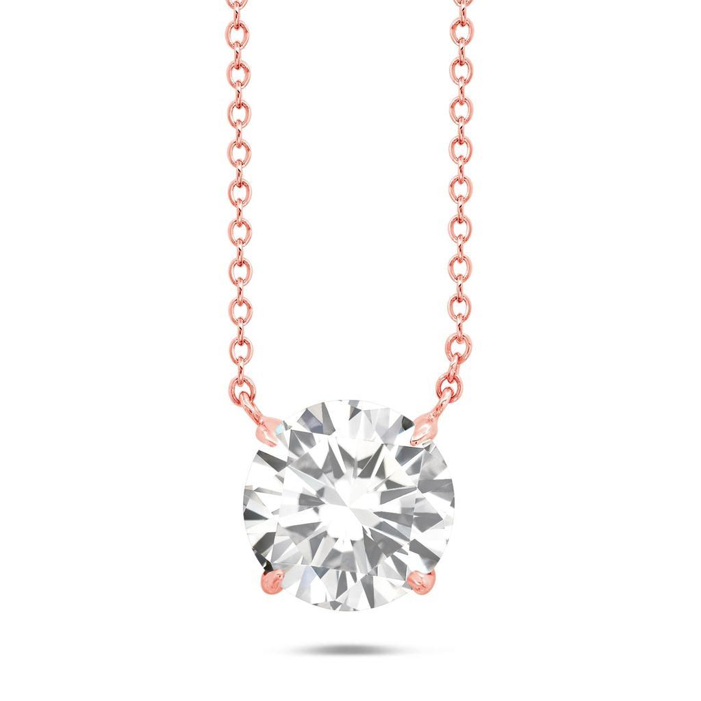 商品Nicole Miller|Sterling Silver and 14k Rose Gold Overlay Gemstone Round Solitaire Pendant Necklace on 18 Inch Adjustable Chain,价格¥369-¥532,第5张图片详细描述