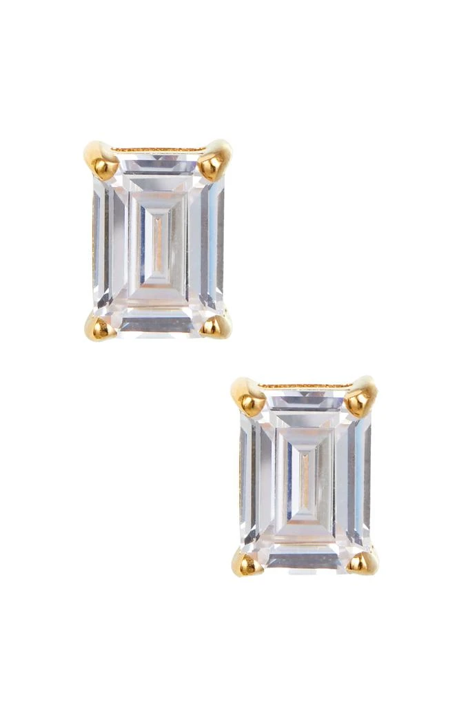 VERMEIL DECEMBER BLUE TOPAZ EMERALD CUT CZ BIRTHSTONE STUD IN BOX 商品