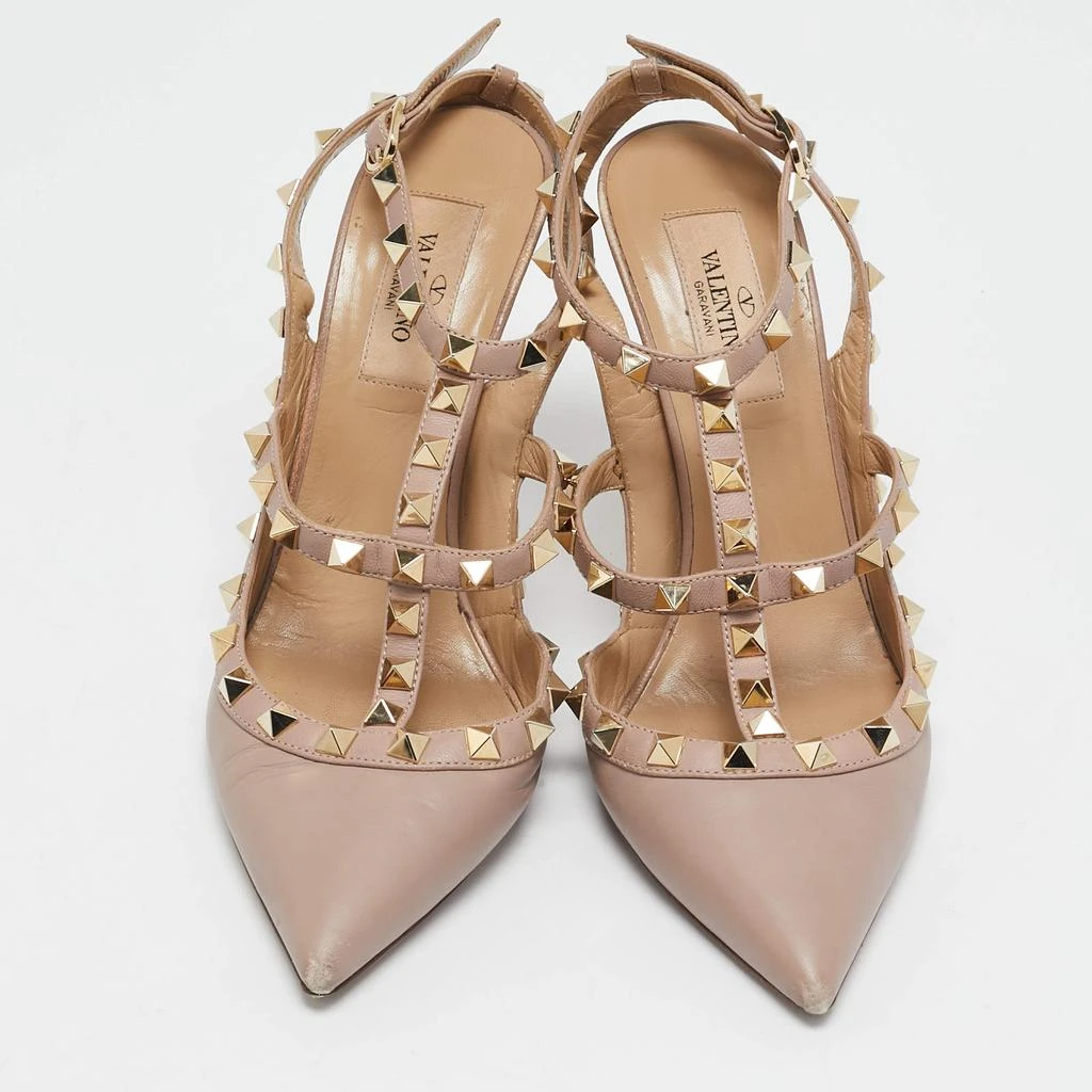 商品[二手商品] Valentino|Valentino Beige Leather Rockstud Ankle Strap Pumps Size 37,价格¥3421,第3张图片详细描述