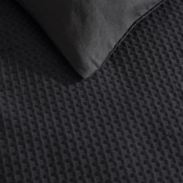 商品Vera Wang|Waffle Pique Black Cotton Duvet Cover Set, Queen,价格¥964,第3张图片详细描述