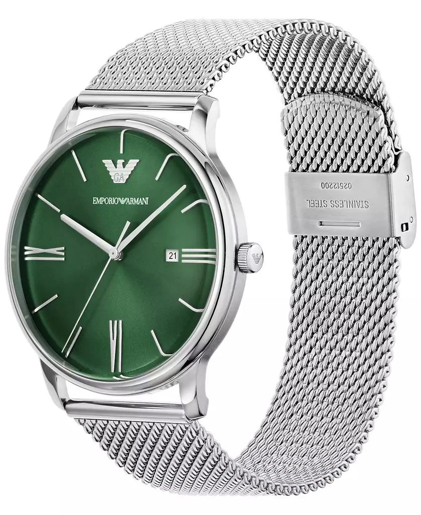 商品Emporio Armani|Men's Minimalist Stainless Steel Mesh Bracelet Watch 42mm,价格¥1135,第4张图片详细描述