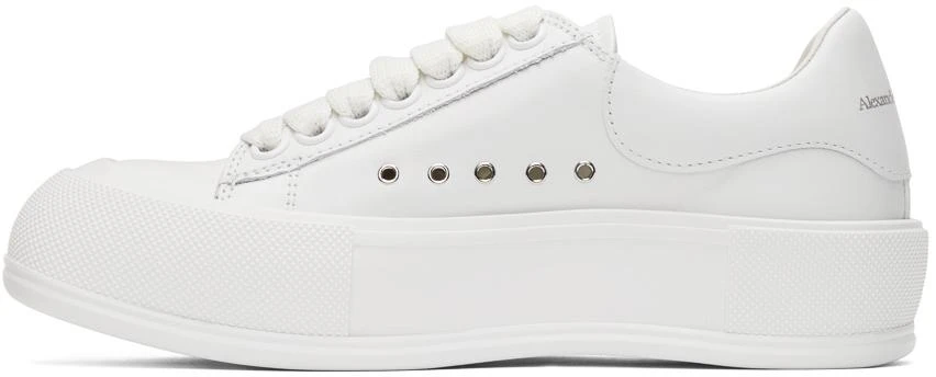 商品Alexander McQueen|White Leather Deck Plimsoll Sneakers,价格¥2286,第3张图片详细描述