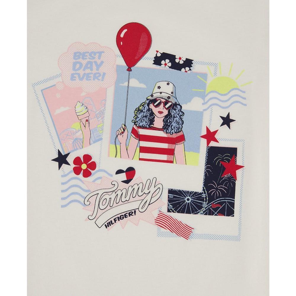 商品Tommy Hilfiger|Big Girls Glitter Polaroid Short Sleeve T-shirt,价格¥173,第4张图片详细描述