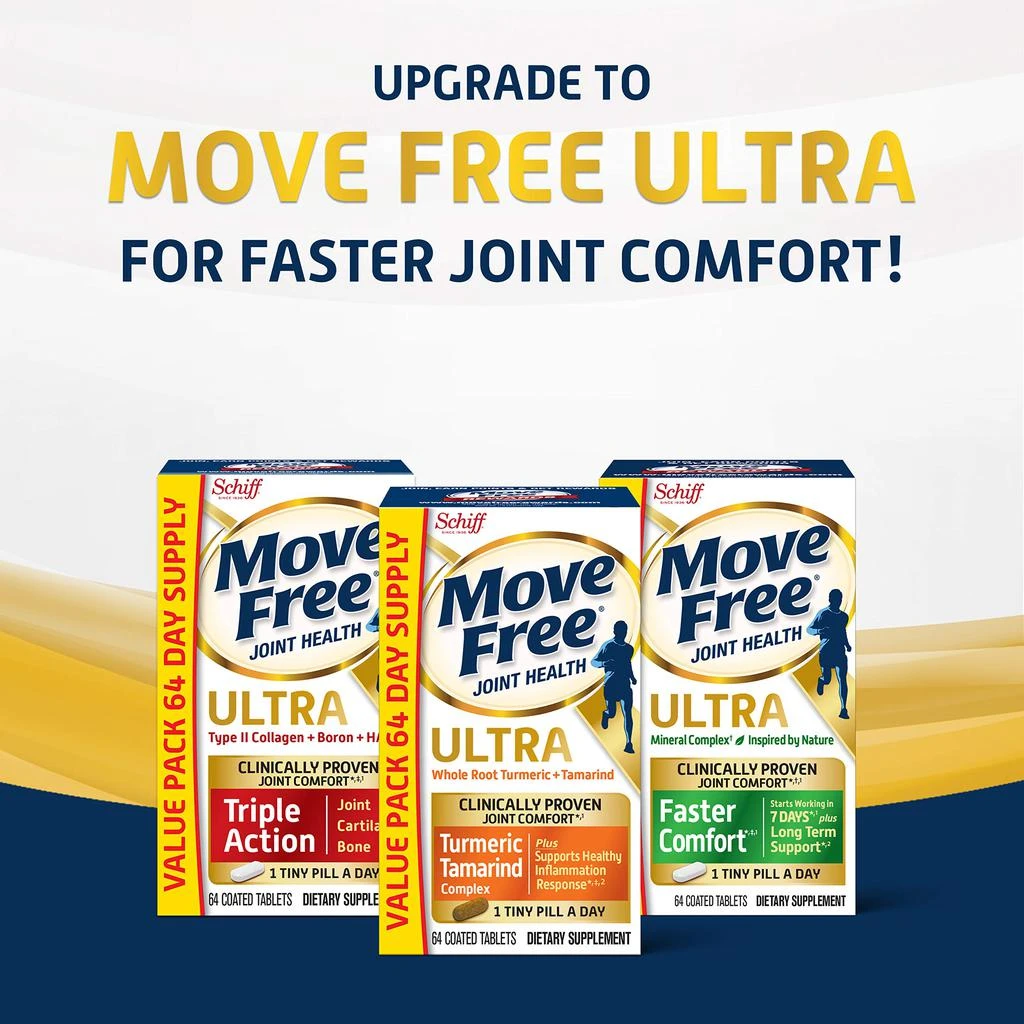 商品Move Free|Move Free Advanced Glucosamine Chondroitin + Calcium Fructoborate Joint Support Supplement, Supports Mobility Comfort Strength Flexibility & Bone - 200 Tablets (100 servings)*,价格¥269,第5张图片详细描述