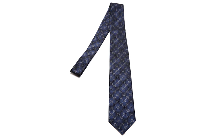 商品[国内直发] Gucci|[预售3天]古驰 斜纹印花 桑蚕丝 领带 男款 蓝色,价格¥1707,第5张图片详细描述