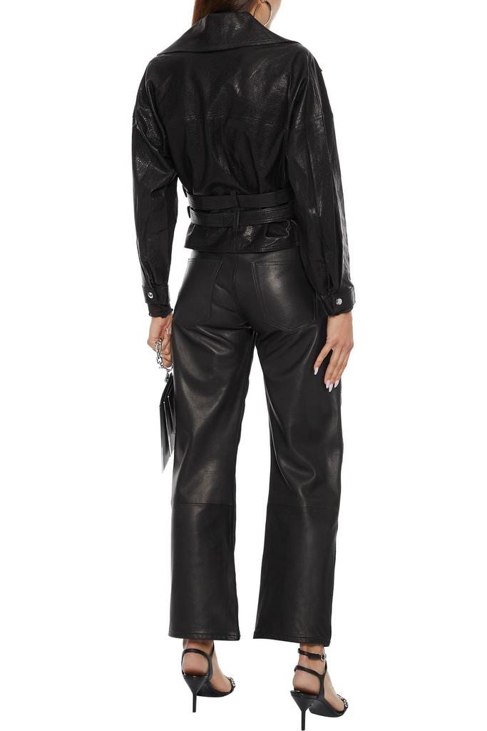 Isba cropped textured-leather biker jacket商品第3张图片规格展示