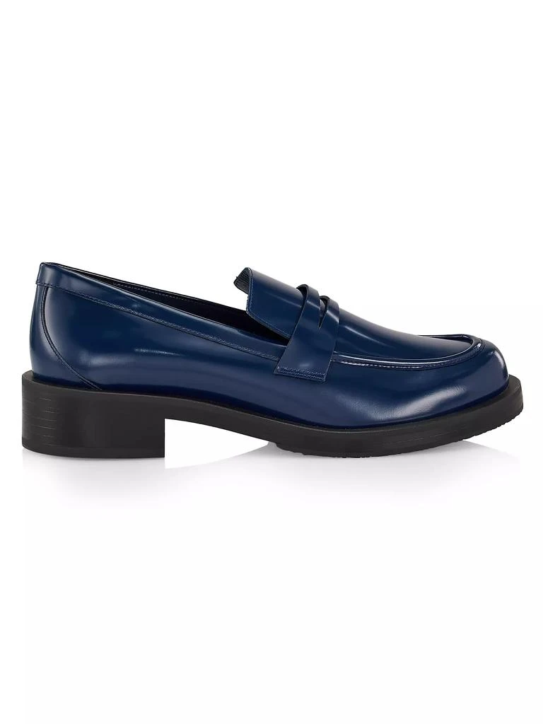 商品Stuart Weitzman|Palmer 40MM Brushed Leather Stacked Heel Loafers,价格¥1481,第1张图片