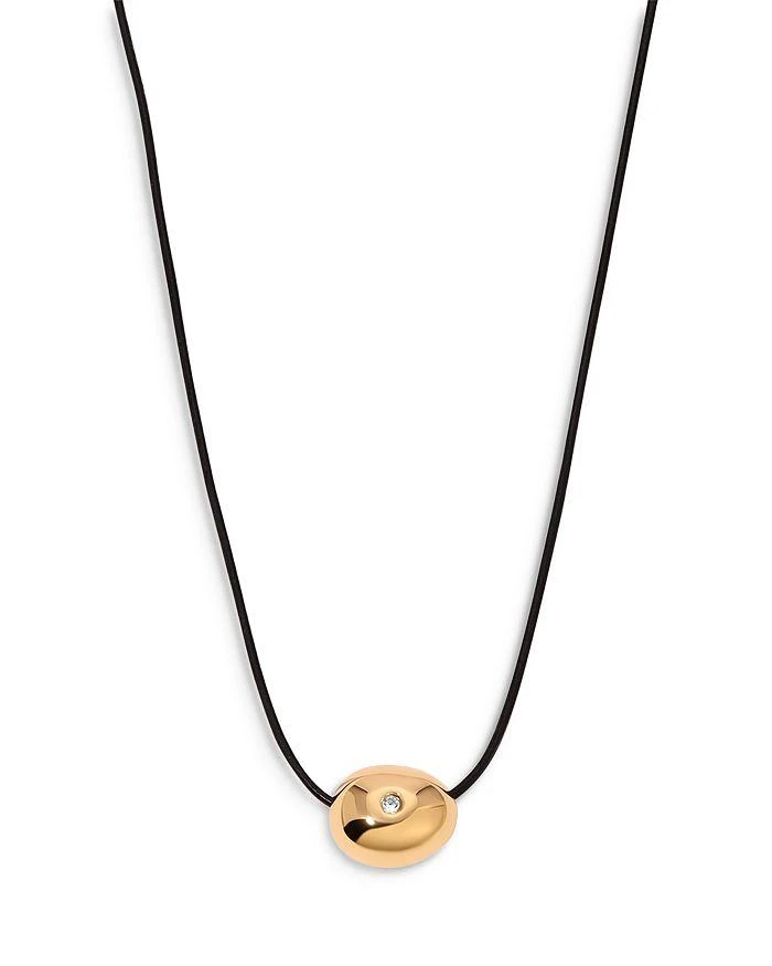商品Ettika Jewelry|Pavé Polished Pebble Leather Pendant Necklace in 18K Gold Plated, 16"-17",价格¥371,第1张图片详细描述