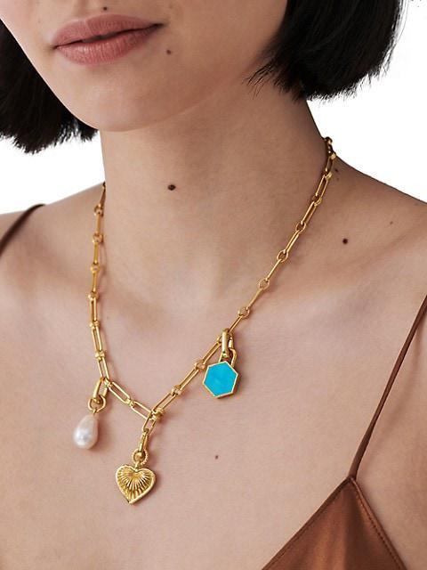 商品Missoma|18K Gold-Plated, Baroque Pearl & Magnesite Charm Necklace,价格¥3933,第5张图片详细描述