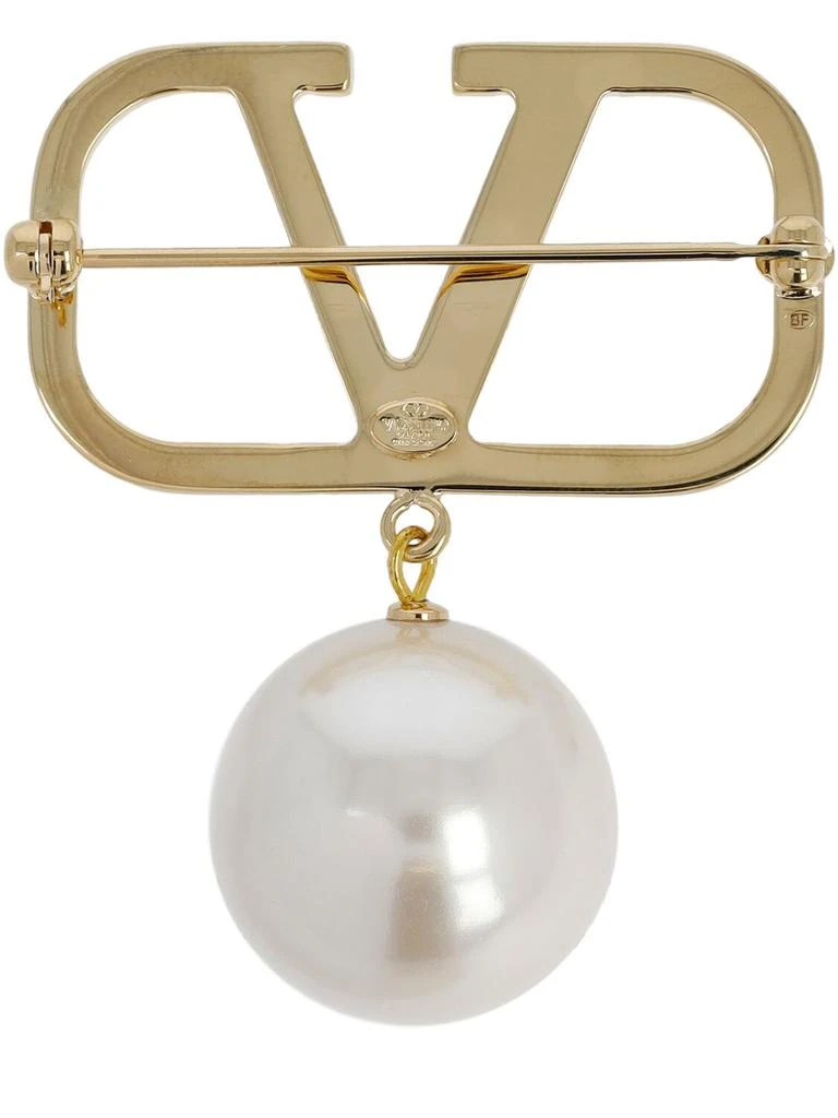 商品Valentino|V Logo Signature Faux Pearl Brooch,价格¥2363,第2张图片详细描述