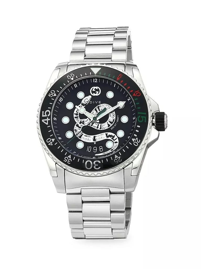 商品Gucci|Diver Gucci Dive 45MM Stainless Steel King Snake Dial with Bracelet,价格¥13503,第1张图片