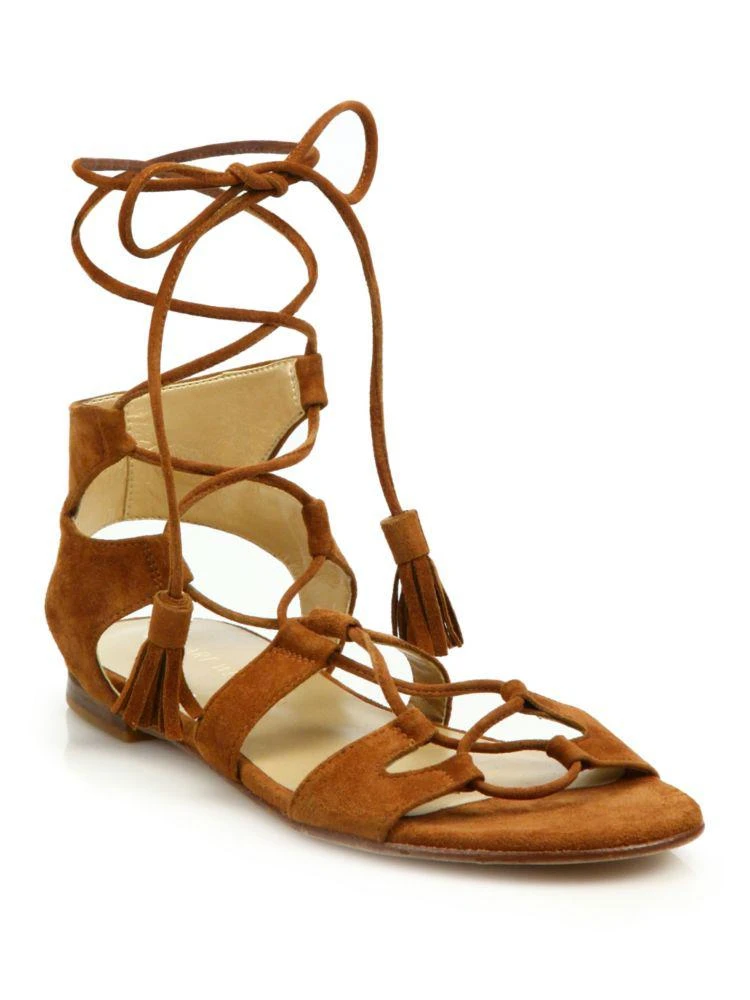 商品Stuart Weitzman|Roman Suede Flat Sandals,价格¥592,第1张图片