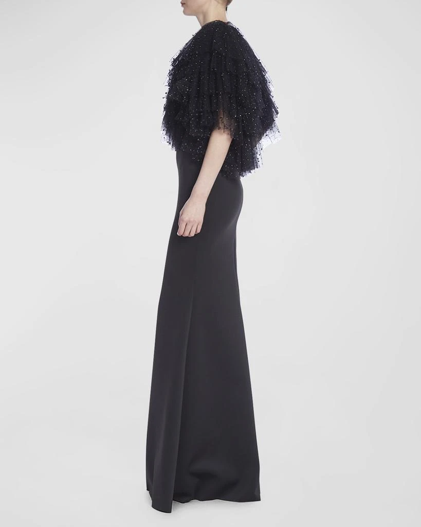 商品Badgley Mischka|Crystal Ruffle Trumpet Gown,价格¥3684,第4张图片详细描述
