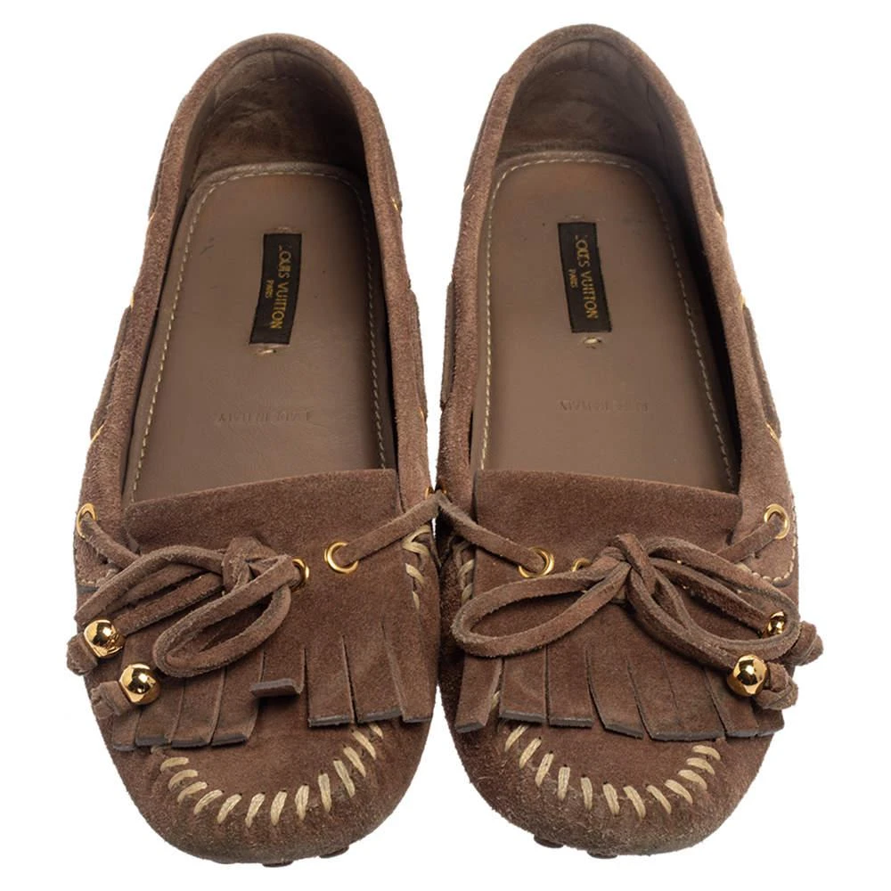 商品[二手商品] Louis Vuitton|Louis Vuitton Brown Suede Bow Fringe Loafers Size 37,价格¥882,第3张图片详细描述