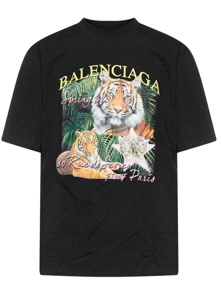 商品Balenciaga|BALENCIAGA Tiger Printed T-shirt Black,价格¥3822,第1张图片