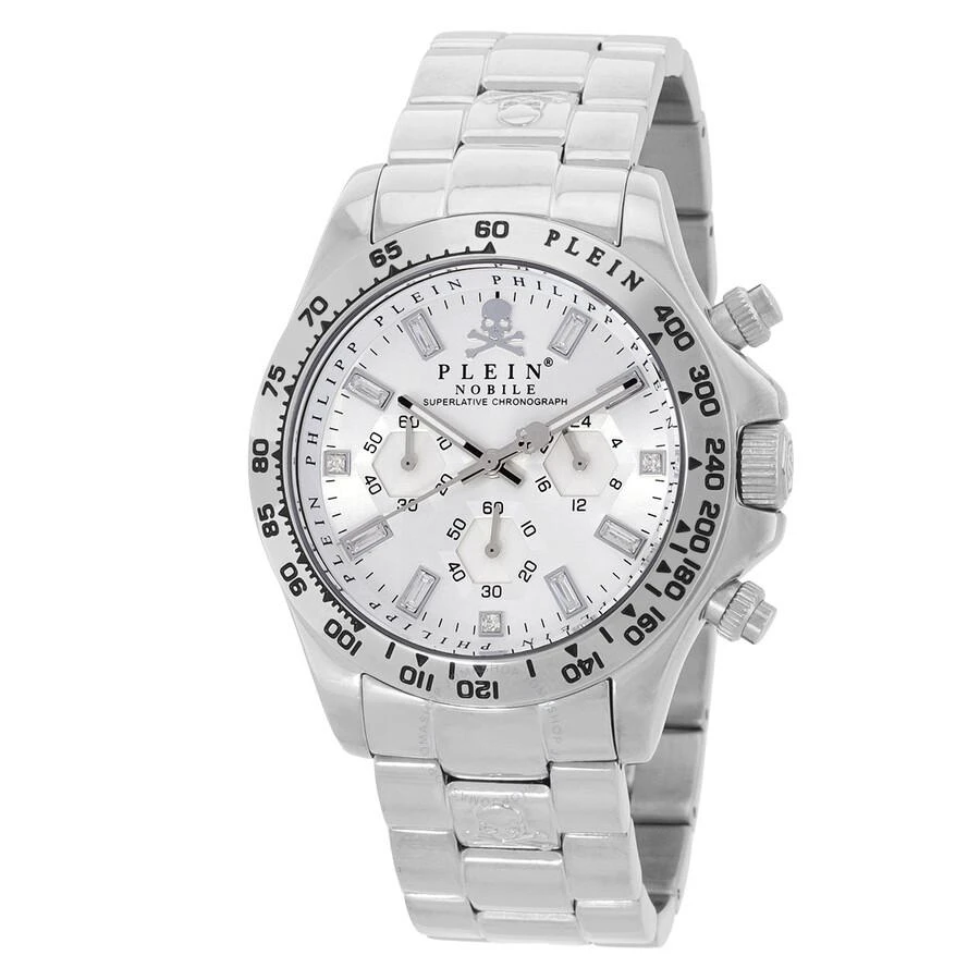 商品Philipp Plein|Nobile Chronograph Quartz Crystal Silver Dial Men's Watch PWCAA0321,价格¥1488,第1张图片