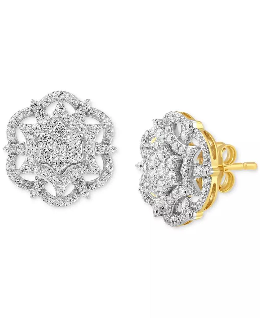 商品Macy's|Diamond Mandala Cluster Pendant Stud Earrings (1 ct. t.w.) in 10k Gold,价格¥6729,第4张图片详细描述