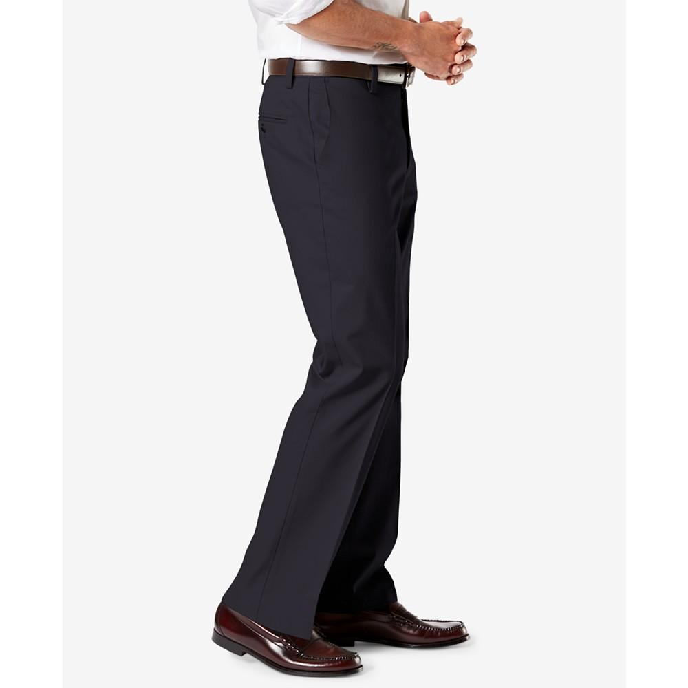 Men's Signature Lux Cotton Straight Fit Creased Stretch Khaki Pants商品第3张图片规格展示