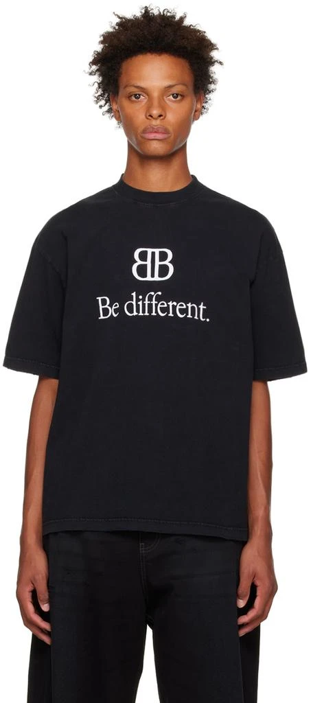 商品Balenciaga|Black 'Be Different' T-Shirt,价格¥4924,第1张图片