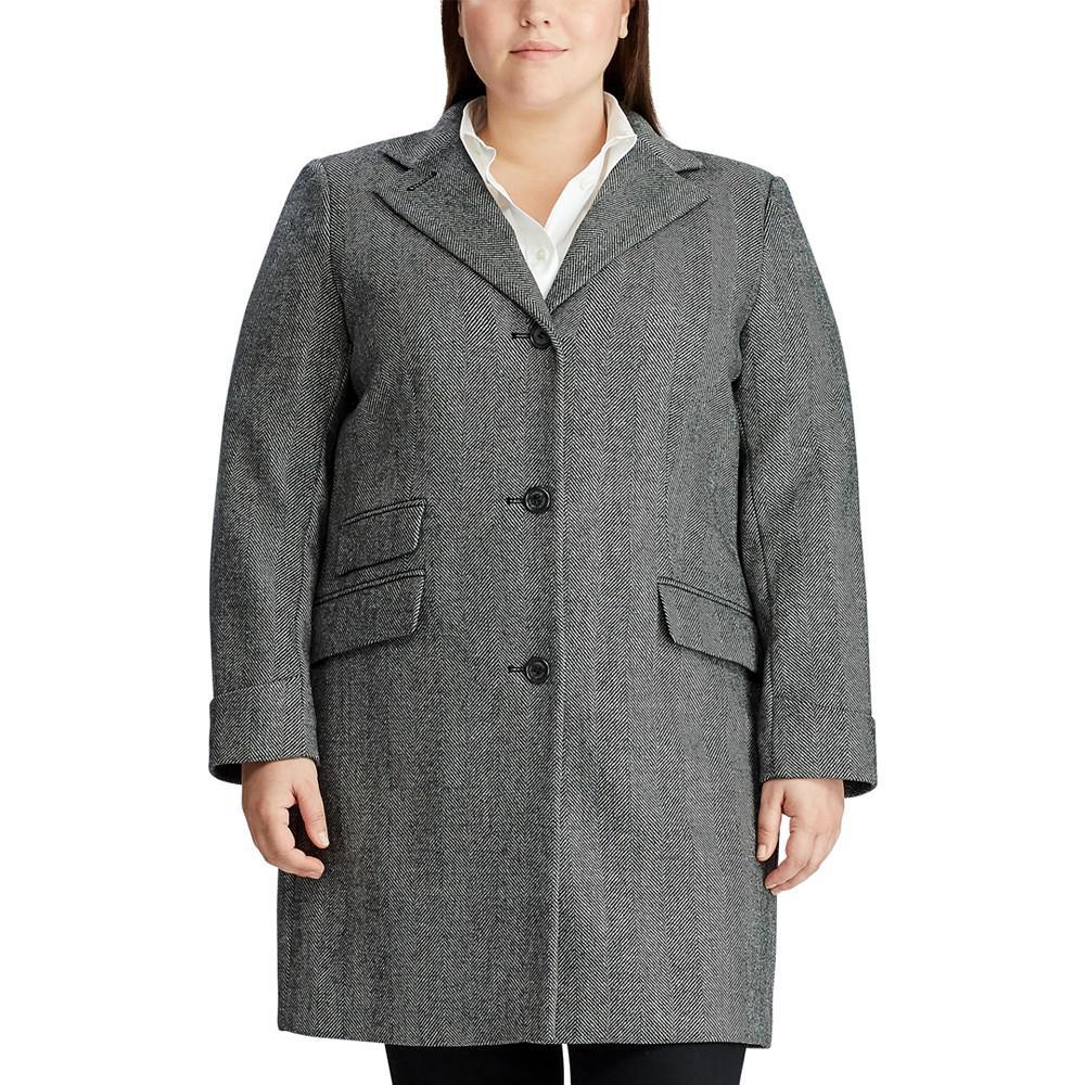 商品Ralph Lauren|Women's Plus Size Buttoned Walker Coat, Created for Macy's,价格¥1791,第1张图片