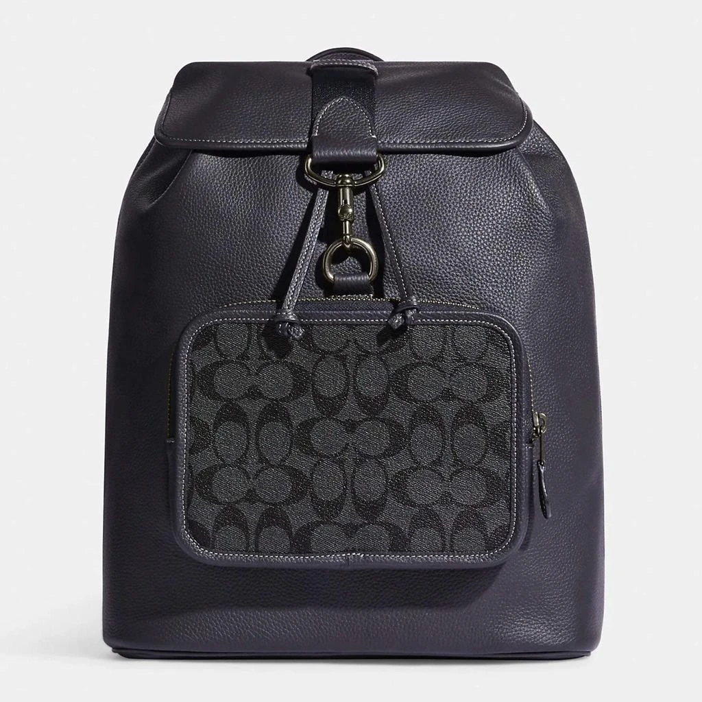 商品Coach|Coach Black/Charcoal Signature Canvas and Leather Sullivan Backpack,价格¥7206,第1张图片