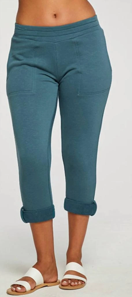 商品Chaser|French Terry Cropped Rolled Hem Jogger In Riviera,价格¥538,第1张图片