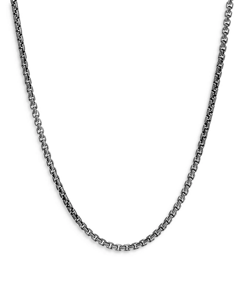 Men's Classic Chain Silver 2.7mm Box Chain Necklace with Satin Matte Black Rhodium, 24" 商品