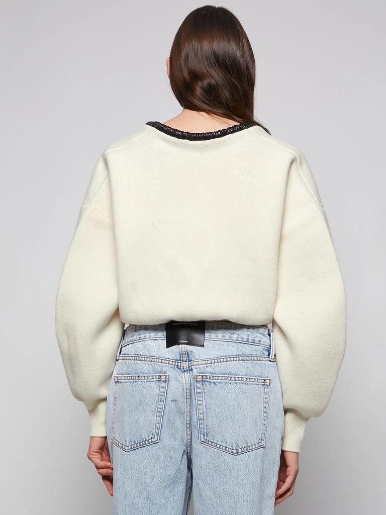 商品Alexander Wang|Scoop Neck Pullover With Ruched Leather Neckline,价格¥2386,第5张图片详细描述
