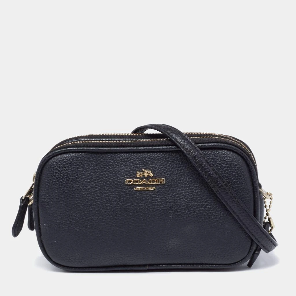 商品[二手商品] Coach|Coach Black Leather Double Zip Camera Crossbody Bag ,价格¥938,第1张图片