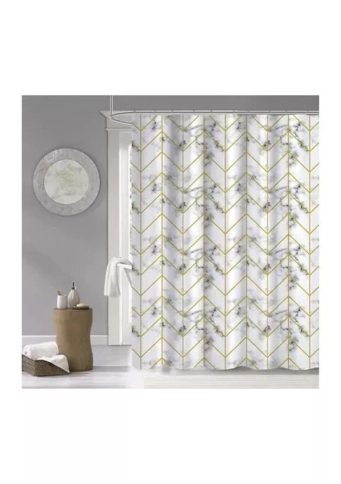 商品Dainty Home|Luxe Marble Metallic Shower Curtain in Silver,价格¥294,第1张图片