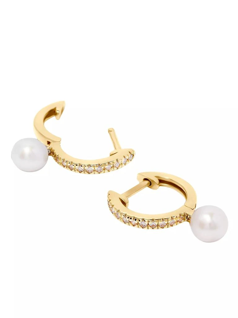 商品brook & york|Seline 14K-Gold Vermeil, 0.10 TCW Lab-Grown Diamond & Freshwater Pearl Huggie Hoops,价格¥2923,第3张图片详细描述