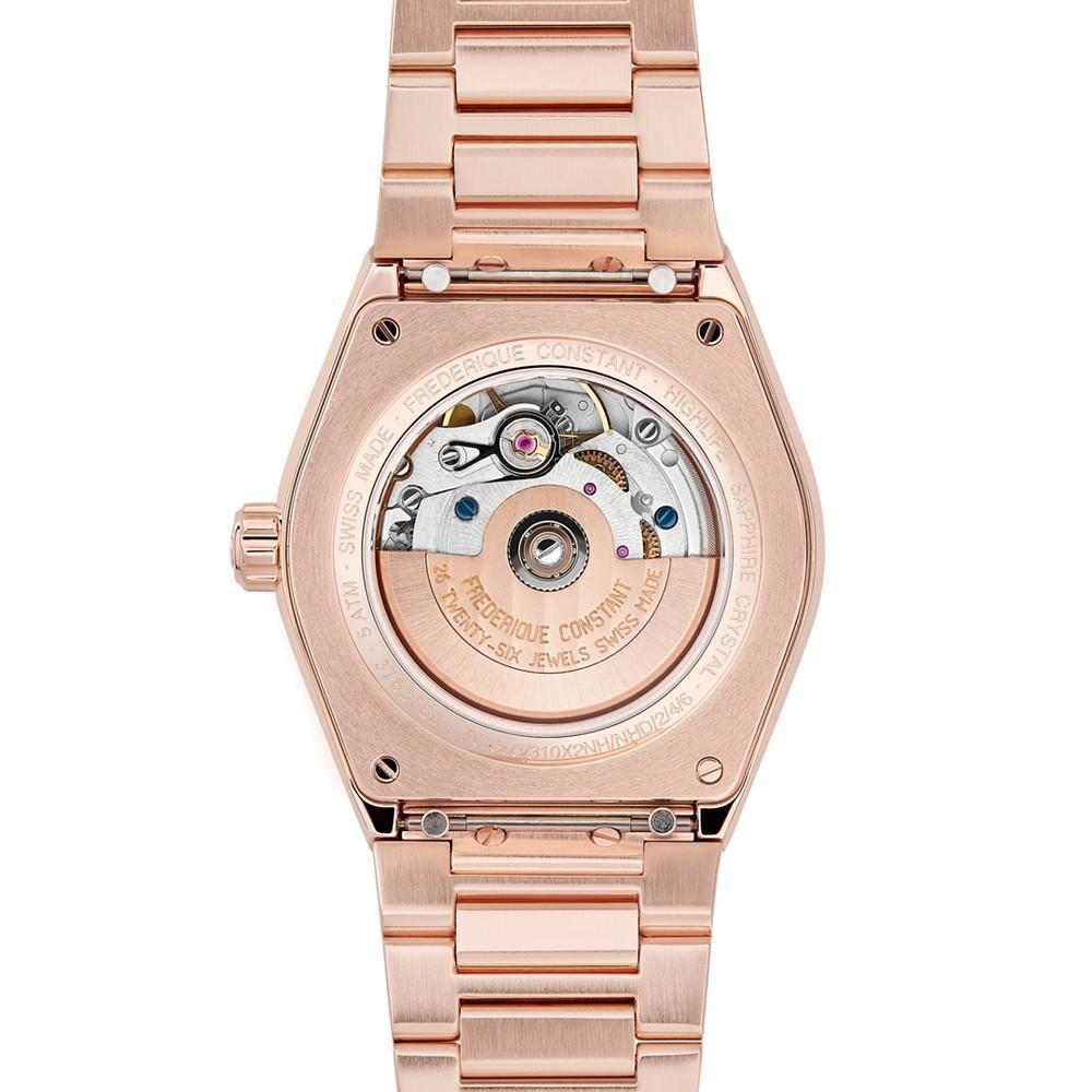 商品Frederique Constant|Women's Swiss Automatic Highlife Diamond (1/20 ct. t.w.) Rose Gold-Tone Stainless Steel Bracelet Watch 34mm,价格¥30421,第5张图片详细描述