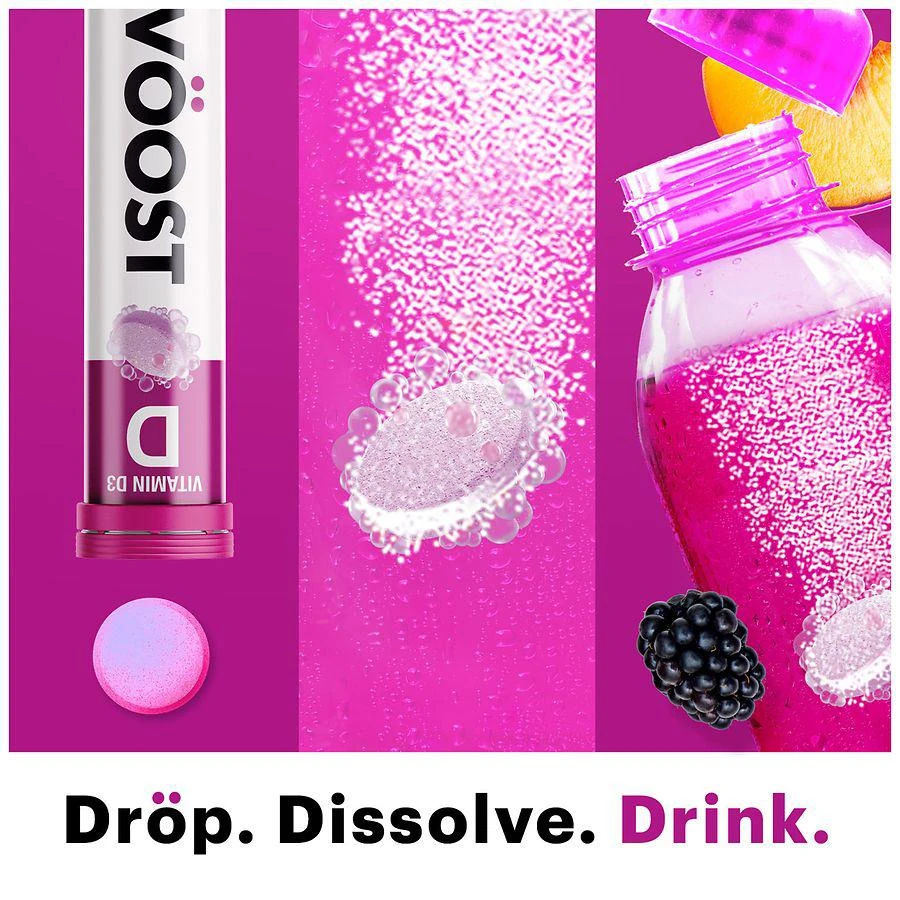 商品Voost|Vitamin D Sugar Free Effervescent Tablets for Bone Health Fizzy Blackberry Peach,价格¥97,第2张图片详细描述