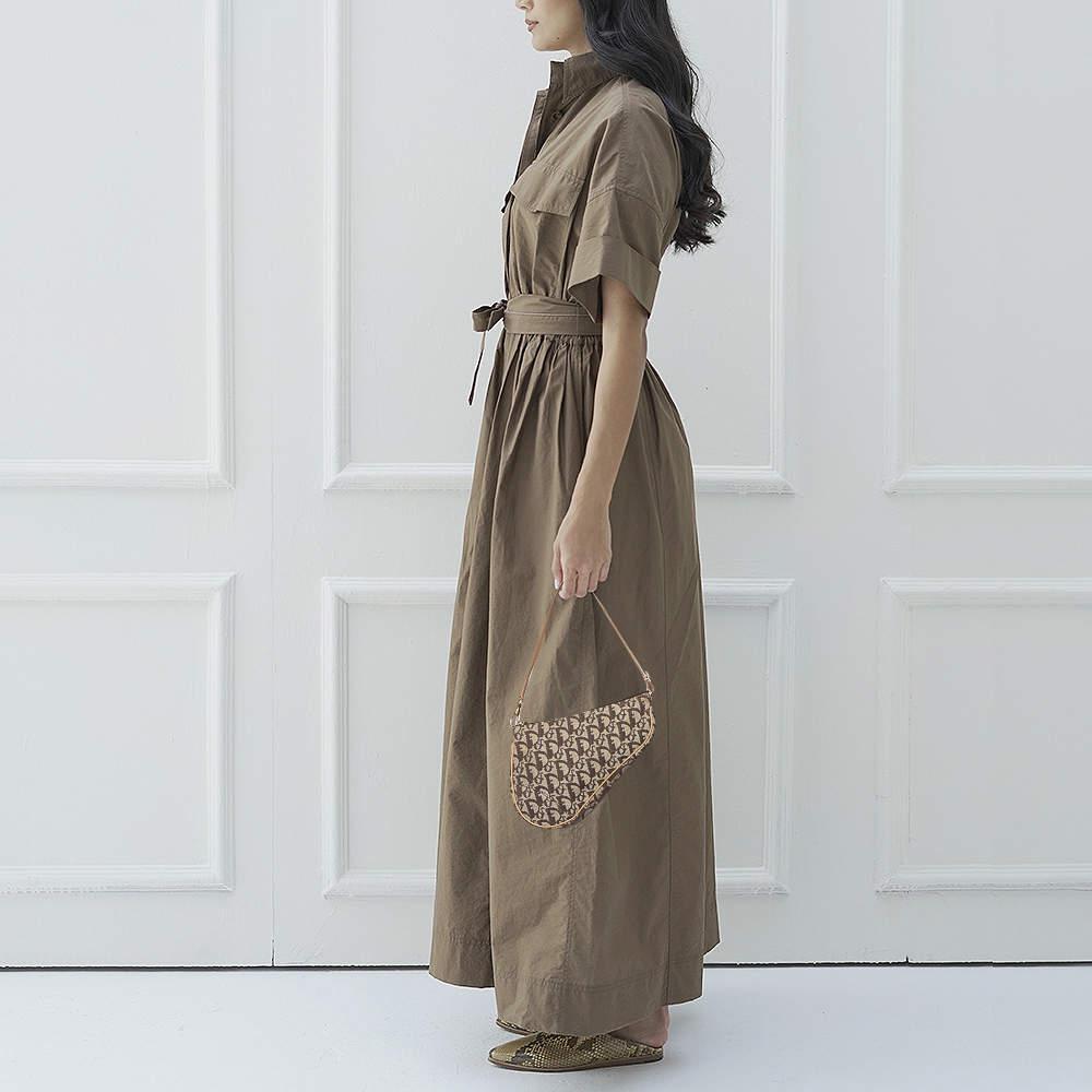 商品[二手商品] Dior|Dior Beige/Brown Oblique Canvas And Leather Trotter Saddle Bag,价格¥8611,第4张图片详细描述